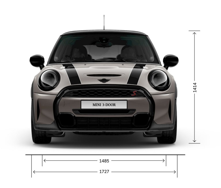 MINI Hatch 3 portes – vue avant – dimensions